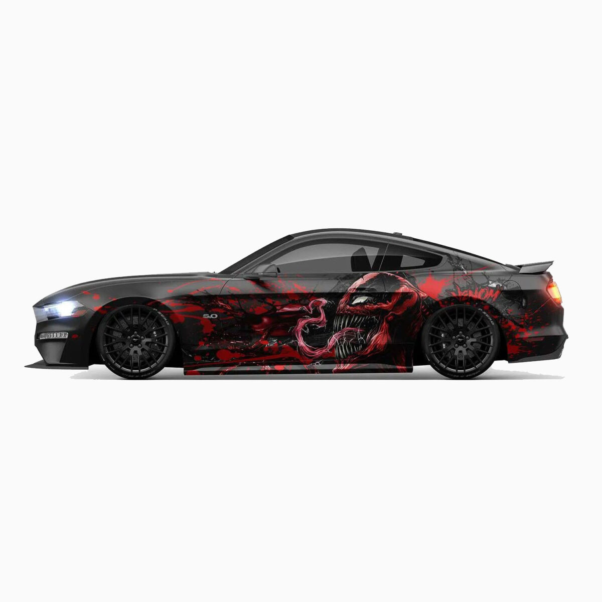 👅 Red Venom Face Car Wrap - Terrifying Visage