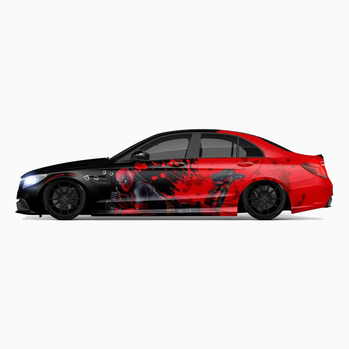 🔴⚫ Deadpool Red & Black Car Wrap - Image 2
