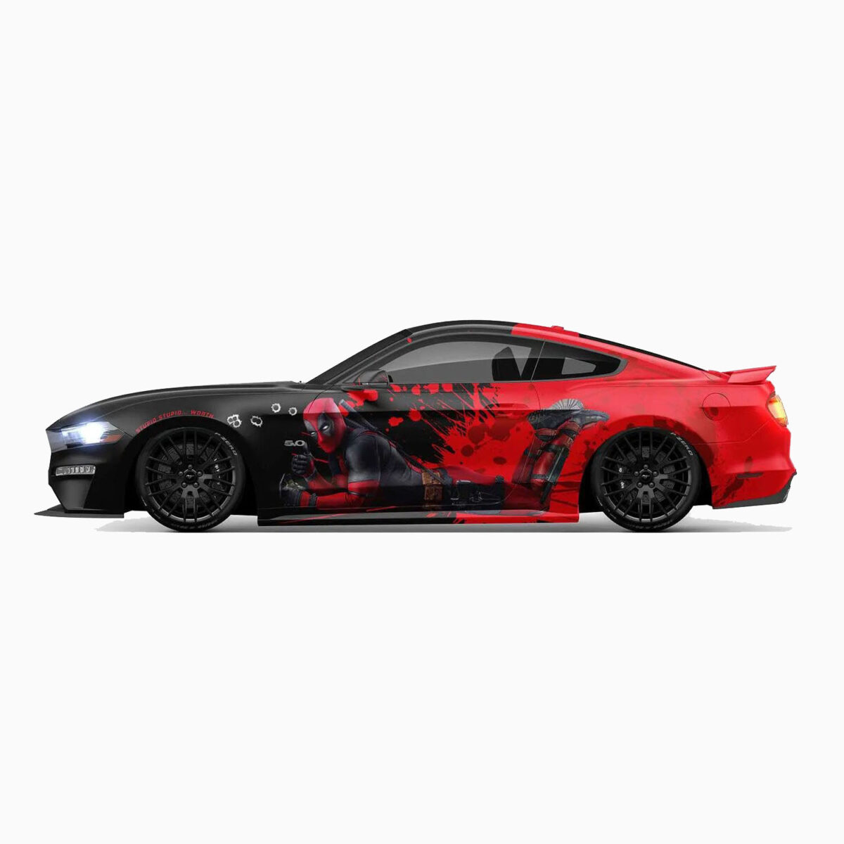 🔴⚫ Deadpool Red & Black Car Wrap