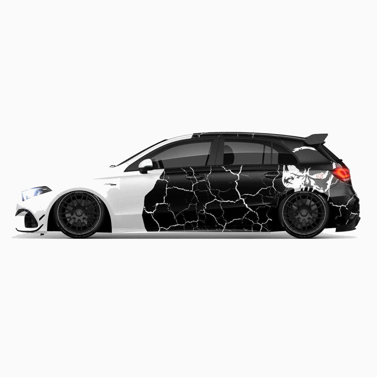 💀⚫ Punisher Crack Pattern Car Wrap - Image 3