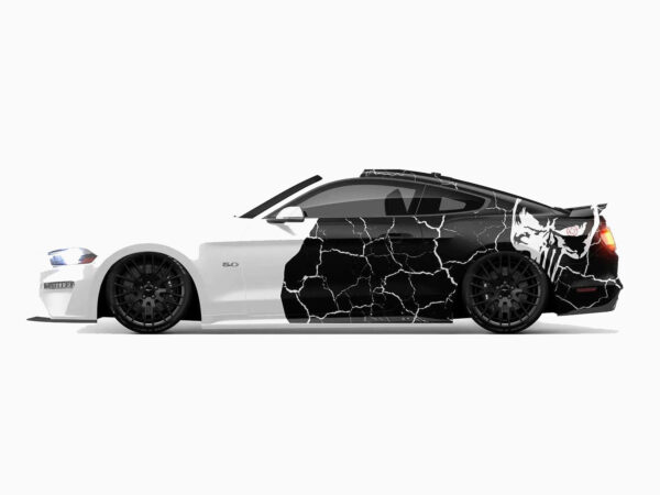 💀⚫ Punisher Crack Pattern Car Wrap