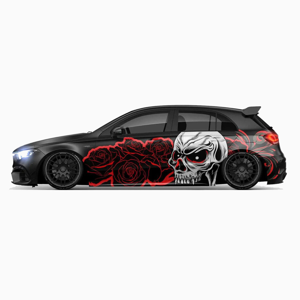 🌹💀 Skull & Roses Car Wrap - Dark Romance