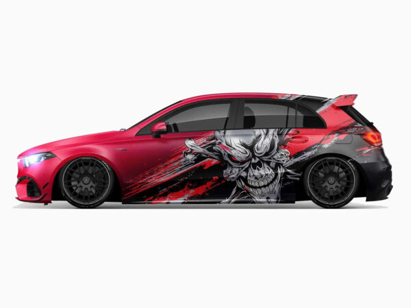 💀💥 Aggressive Skull Car Wrap - Unleash Pure Rage