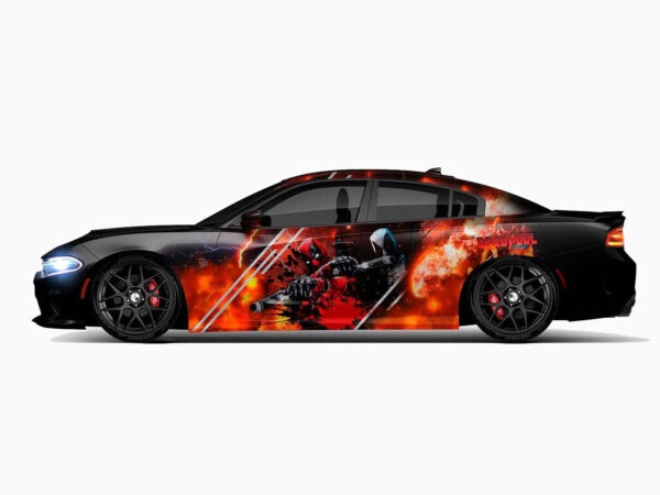 🔥💥 Deadpool On Fire Car Wrap - Ignite the Chaos