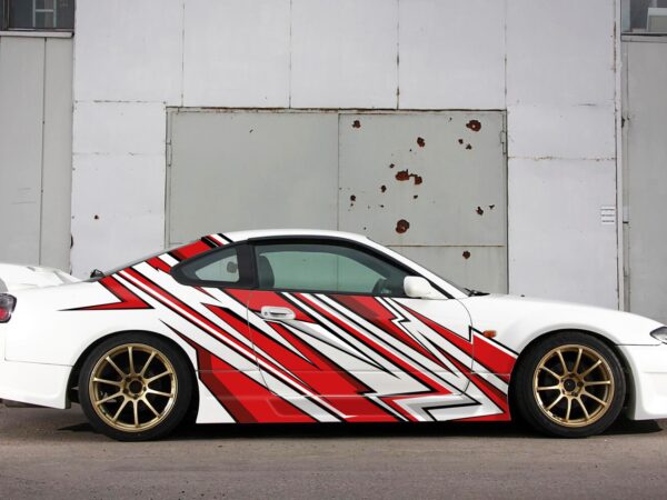 ⚡️🏁 Dynamic Red & Black Racing Car Side Wrap