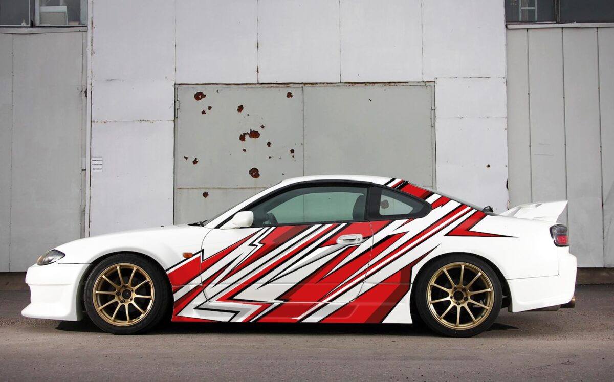 ⚡️🏁 Dynamic Red & Black Racing Car Side Wrap - Image 2