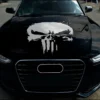 💀🔥 The Punisher Distressed Skull Car Hood Wrap