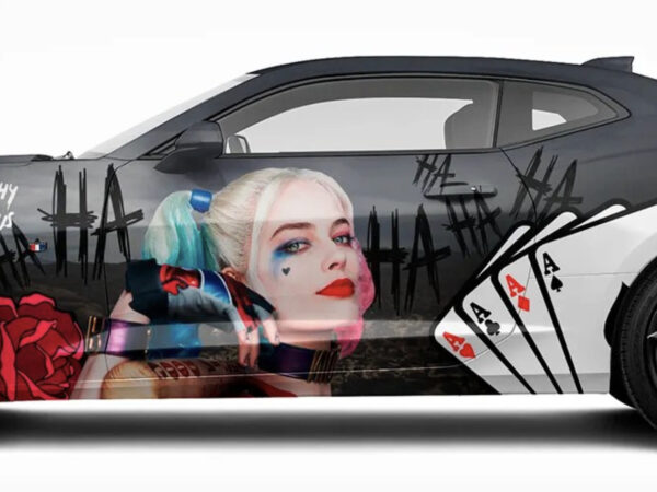 🃏🌹 Harley Quinn Car Wrap - Cards & Roses