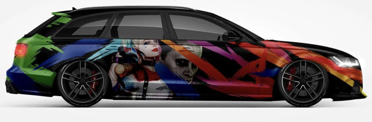 🎨🤡 Joker & Harley Quinn Abstract Car Wrap - Image 2
