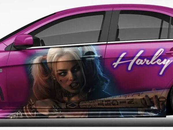 💖 Harley Quinn Pink Car Wrap - Gotham's Wild Card